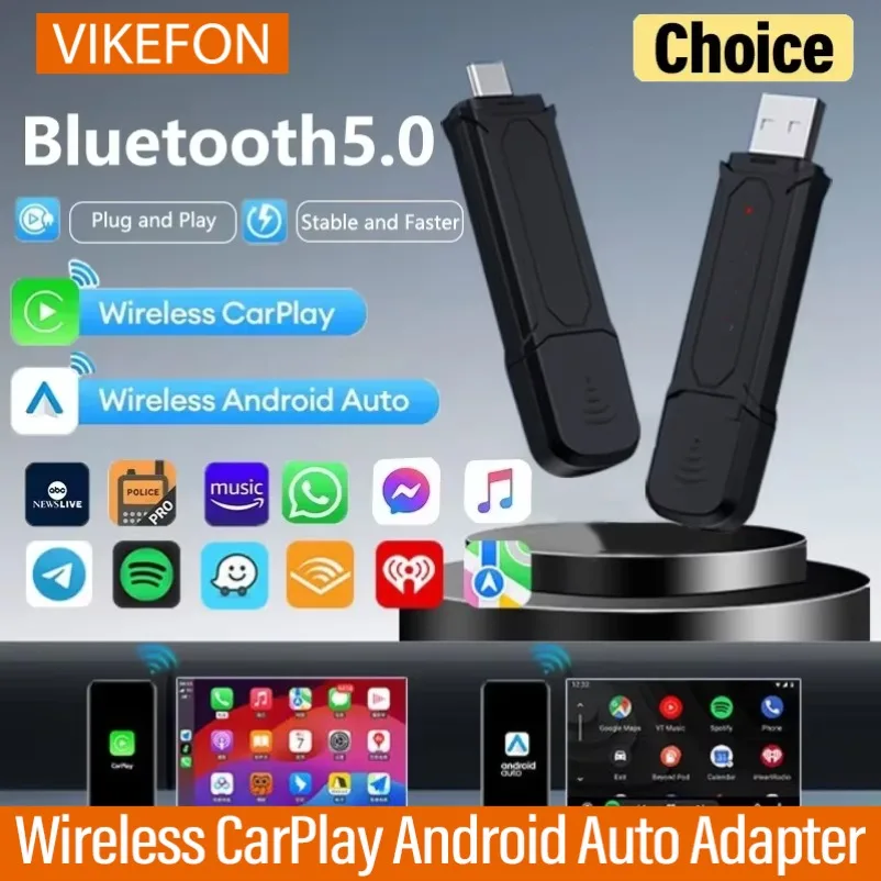 Mini 5 Pro Smart CarPlay USB Dongle Wireless Android Auto