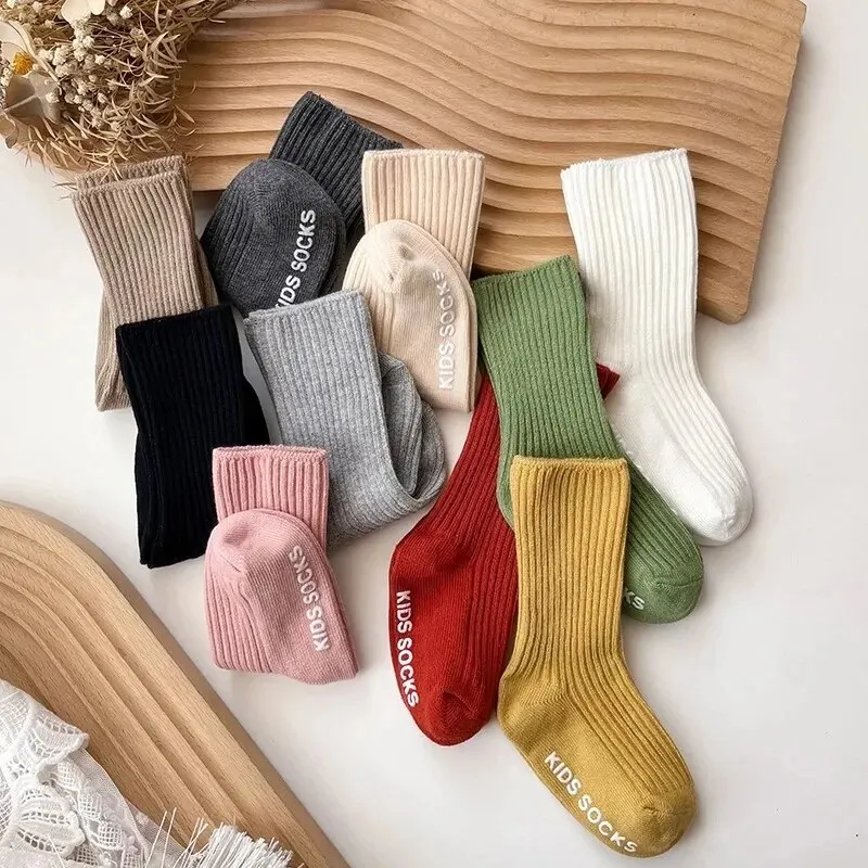 Baby Socks 3Pairs/Lot Boys Girls Cotton Stripe Soft Non-Slip Rubber Grips Floor For 0-3 Years