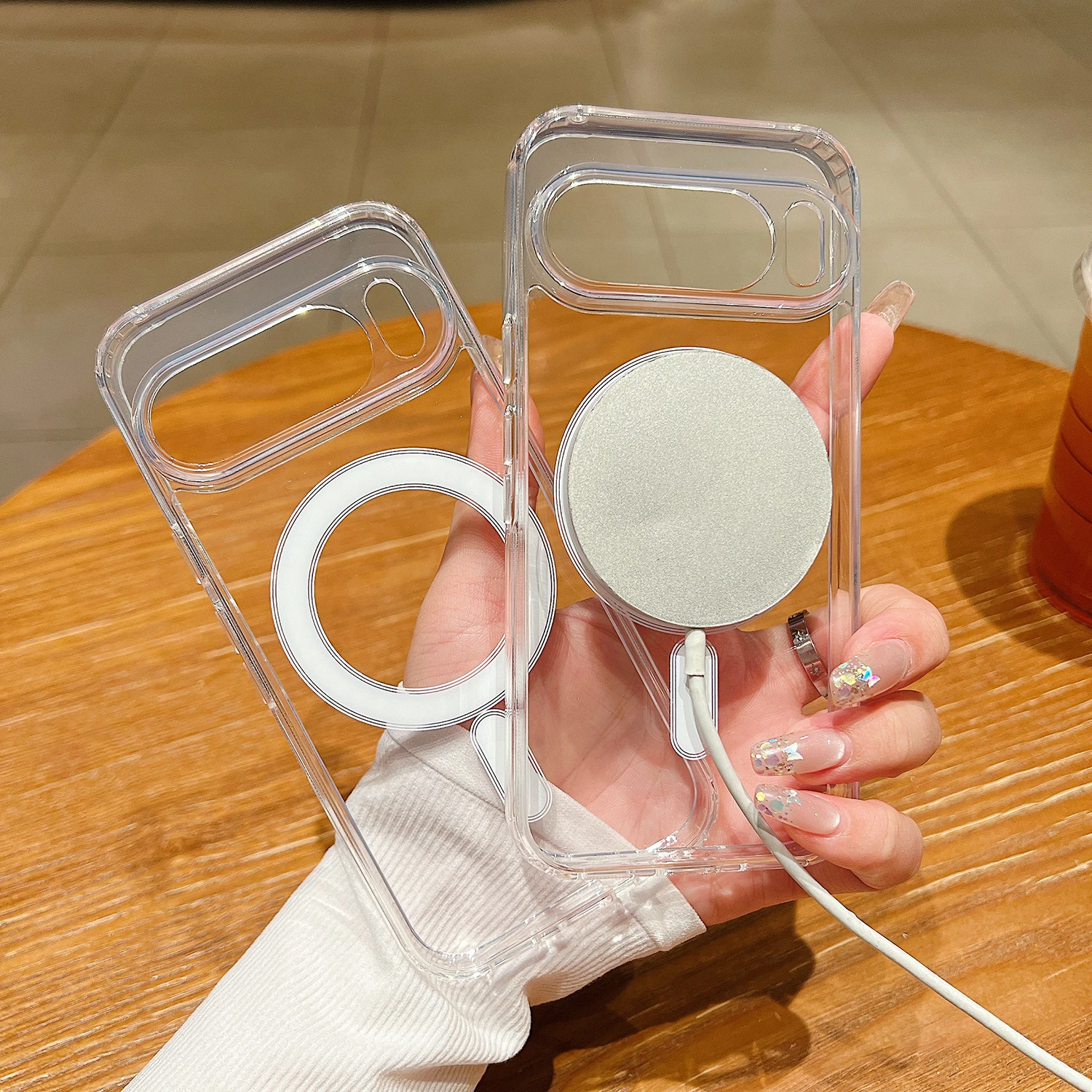 Crystal Clear Magnetic Shockproof Case with Mag-Safe Wireless Charging Functionality