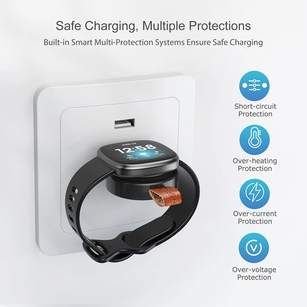 For Fitbit Versa 3/Fitbit Sense Charger Magnetic USB/Type-C Watch Charger Smart Watch Portable Wireless Charger Travel Cordless
