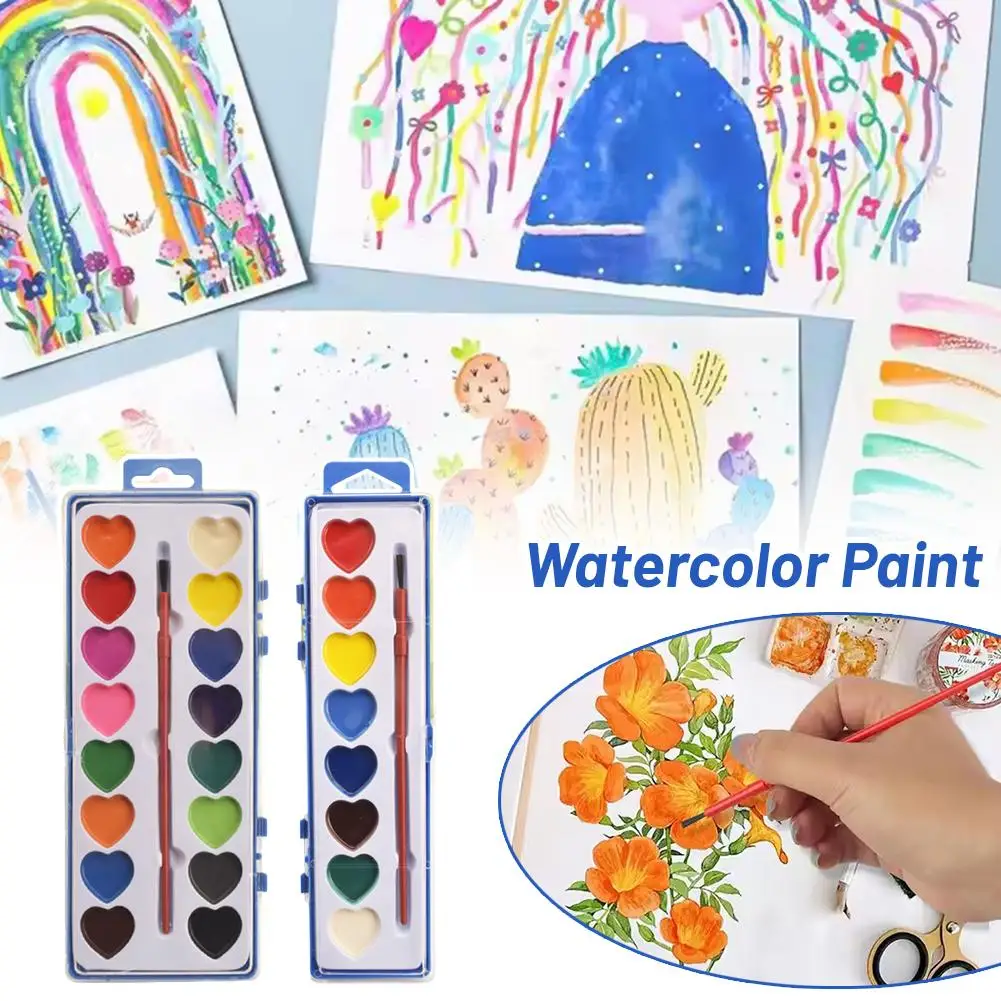 Art Paint 12color Square Box Semidry Solid Paint Palette Portable Compact Perfect Watercolor Painting Kit For Artists Begin F5e5