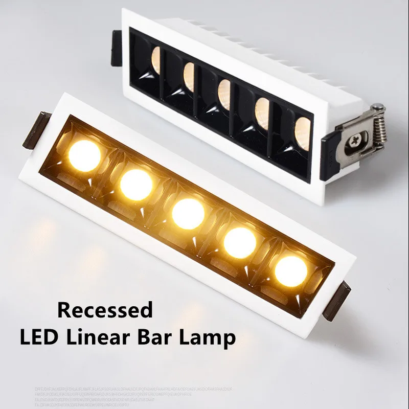 Frameless Indoor Recessed Downlight AC110-240V LED Linear Bar Lamp Aluminum Ceiling Light Long Strip Corridor Bedroom Decor 92Ra