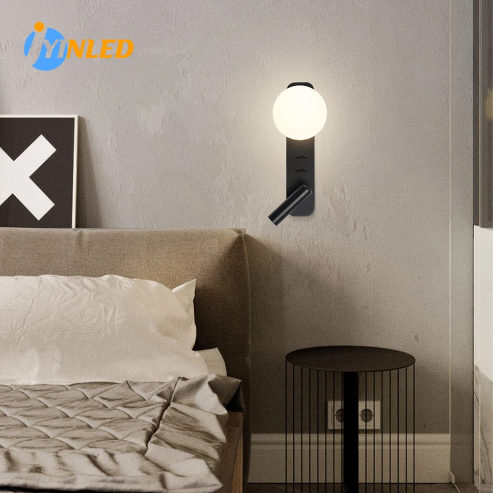 

Настенная лампа для спальни, современная светодиодная прикроватная стенка, вращающаяся настенная лампа для дома, отеля, спальни, прикроватного столика, гостиной, лампа для чтения