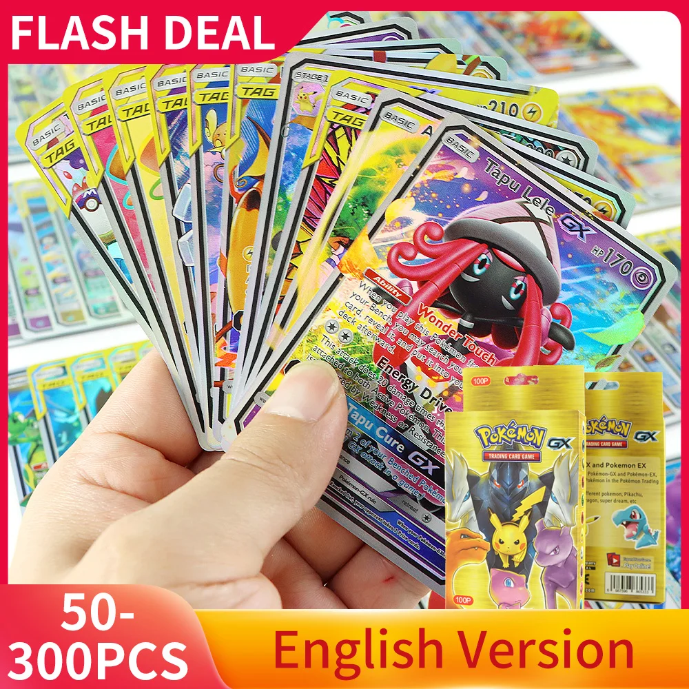 60-300Pcs TOMY POKEMON TAG TEAM GX VMAX V MAX for Shining Game Battle Carte  Card Children Toy