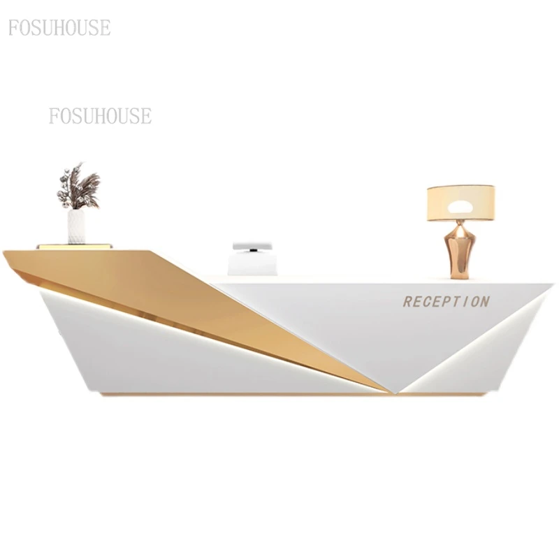 Simple Modern Company Beauty Salon Reception Desks Barber Shop Reception Desk Office Furniture Light Luxury Commercial Bar Table