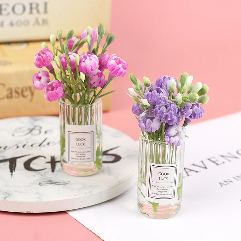 

1:12 миниатюрная Цветочная ваза из жасмина для кукольного дома, имитация растений в горшке