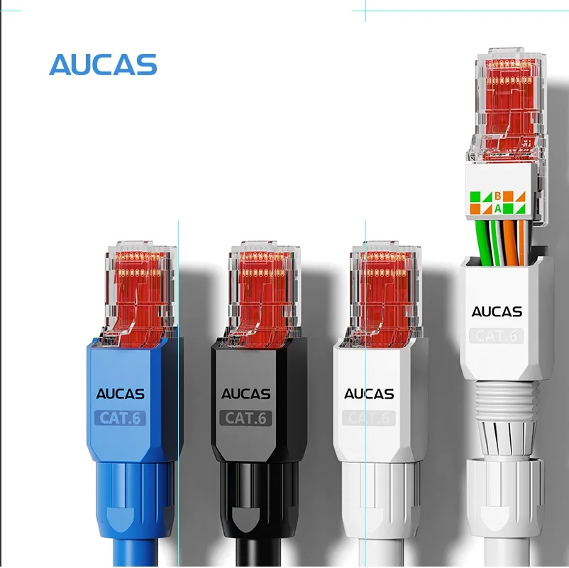 Сетевой кабель AUCAS Cat6 Cat6a UTP, разъемы RJ45, Модульный штекер, Незащищенный инструмент, тип без обжима