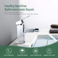 ก๊อกน้ำอ่างล้างหน้าห้องน้ำโครเมียม/ดำ/ทองขัดเงา หมุนได้ 360 องศา ก๊อกน้ำผสมแบบฝังฝาปิดทรงสี่เหลี่ยม ด้ามจับเดี่ยว รูเดียว น้ำร้อนน้ำเย็น 3