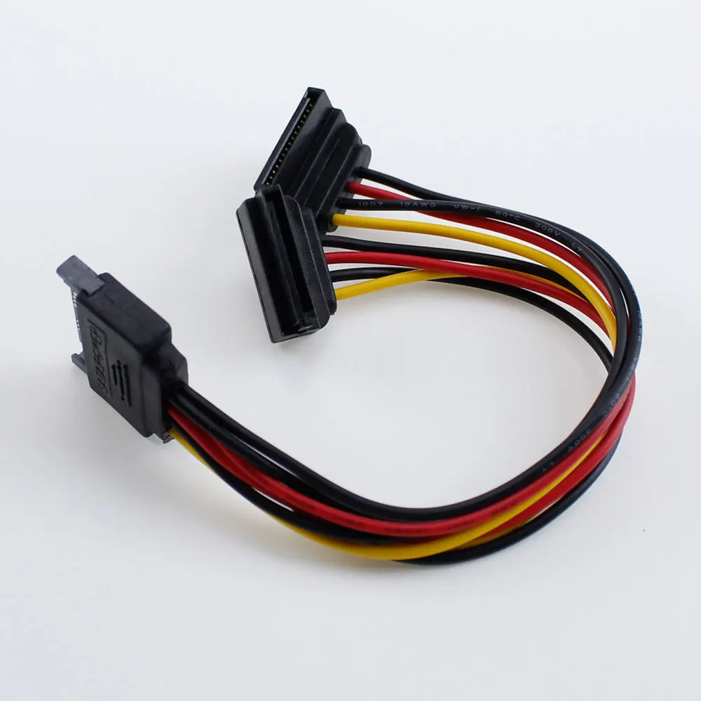 15Pin SATA II Hard Disk Drive Cable Power 1 To 2 Extension Cable For HDD Splitter Connector 20CM Male To 2 Female Power Adapter