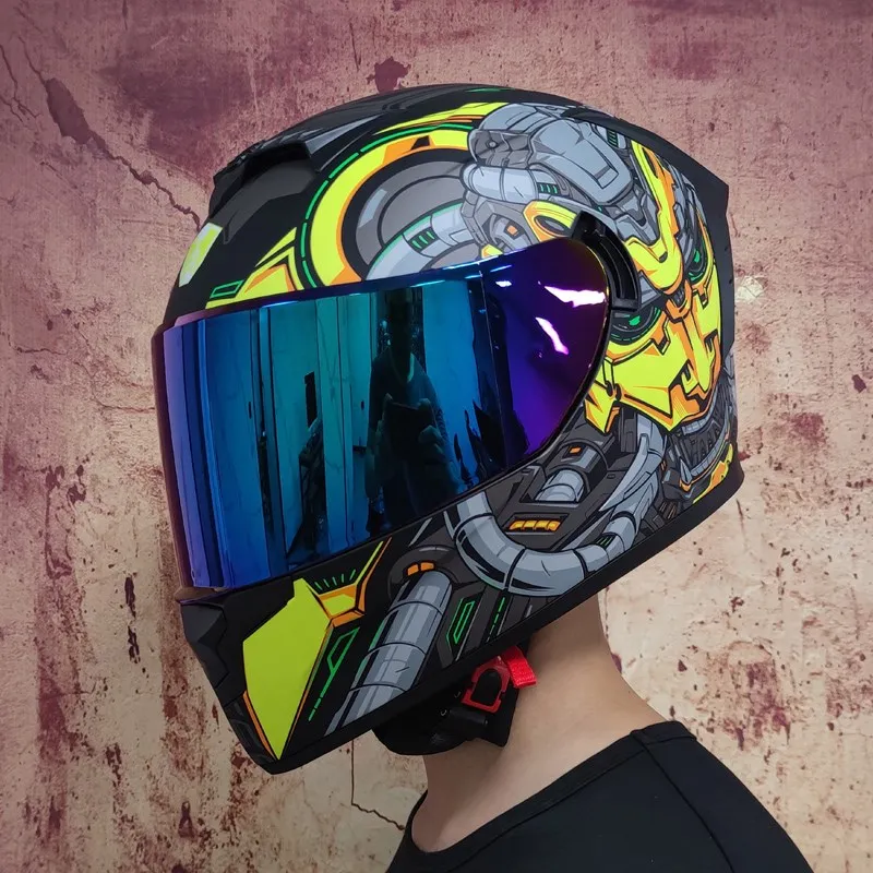 Profissional de segurança lente dupla corrida moto rcycle capacete cross  country capacete rosto cheio dot aprovado casco moto - AliExpress