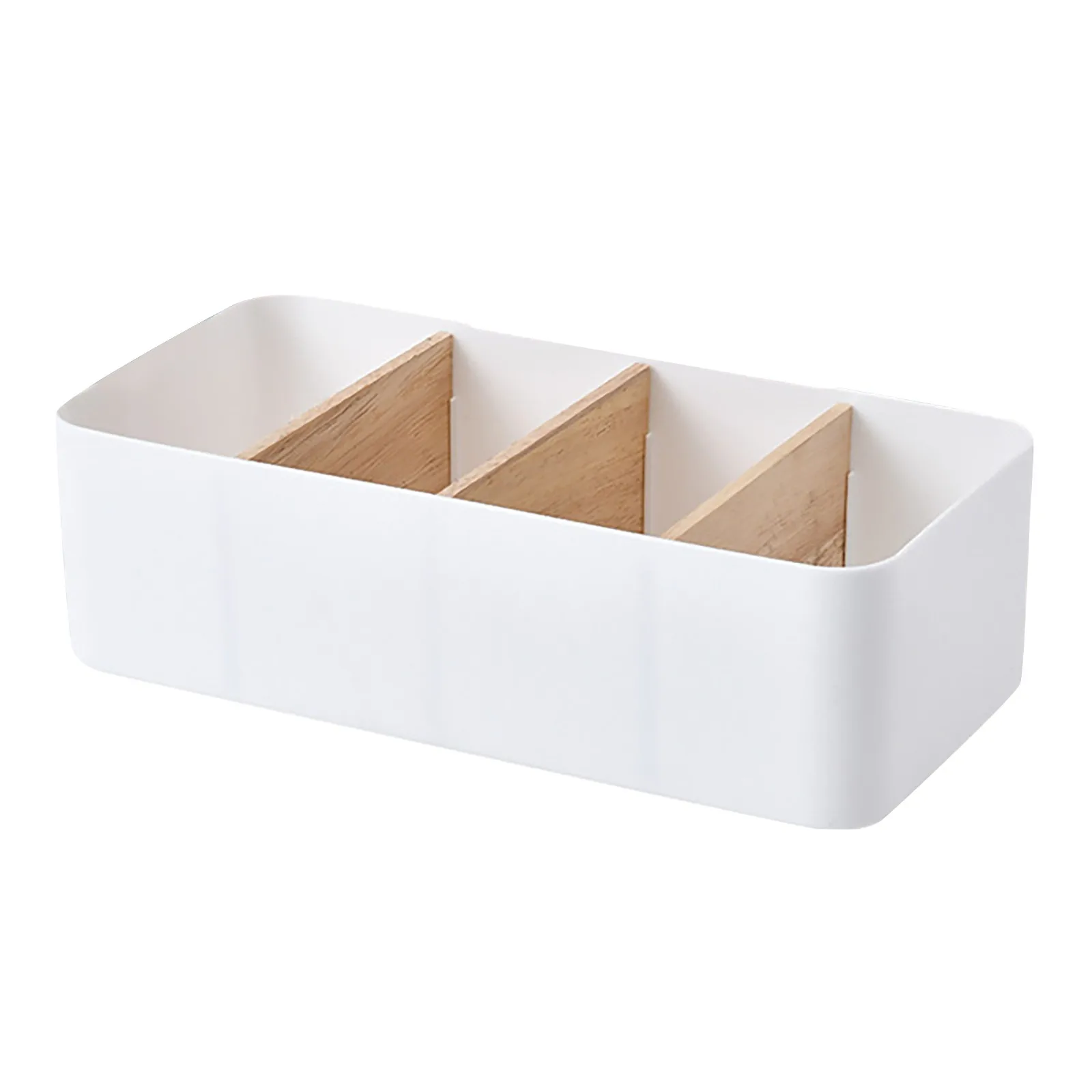 1pc Creative Wood And Plastic Desktop Storage Basket Multi