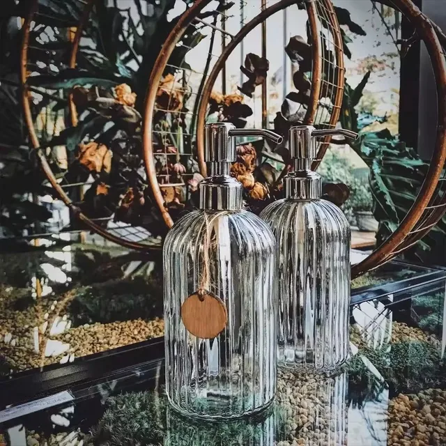 1 ชิ้น ที่จ่ายสบู่เหลวแบบใส ที่จ่ายสบู่เหลวแบบเติมได้ ที่จ่ายสบู่เหลวคุณภาพพรีเมียมสำหรับห้องน้ำ ตกแต่งห้องน้ำและห้องครัว 4