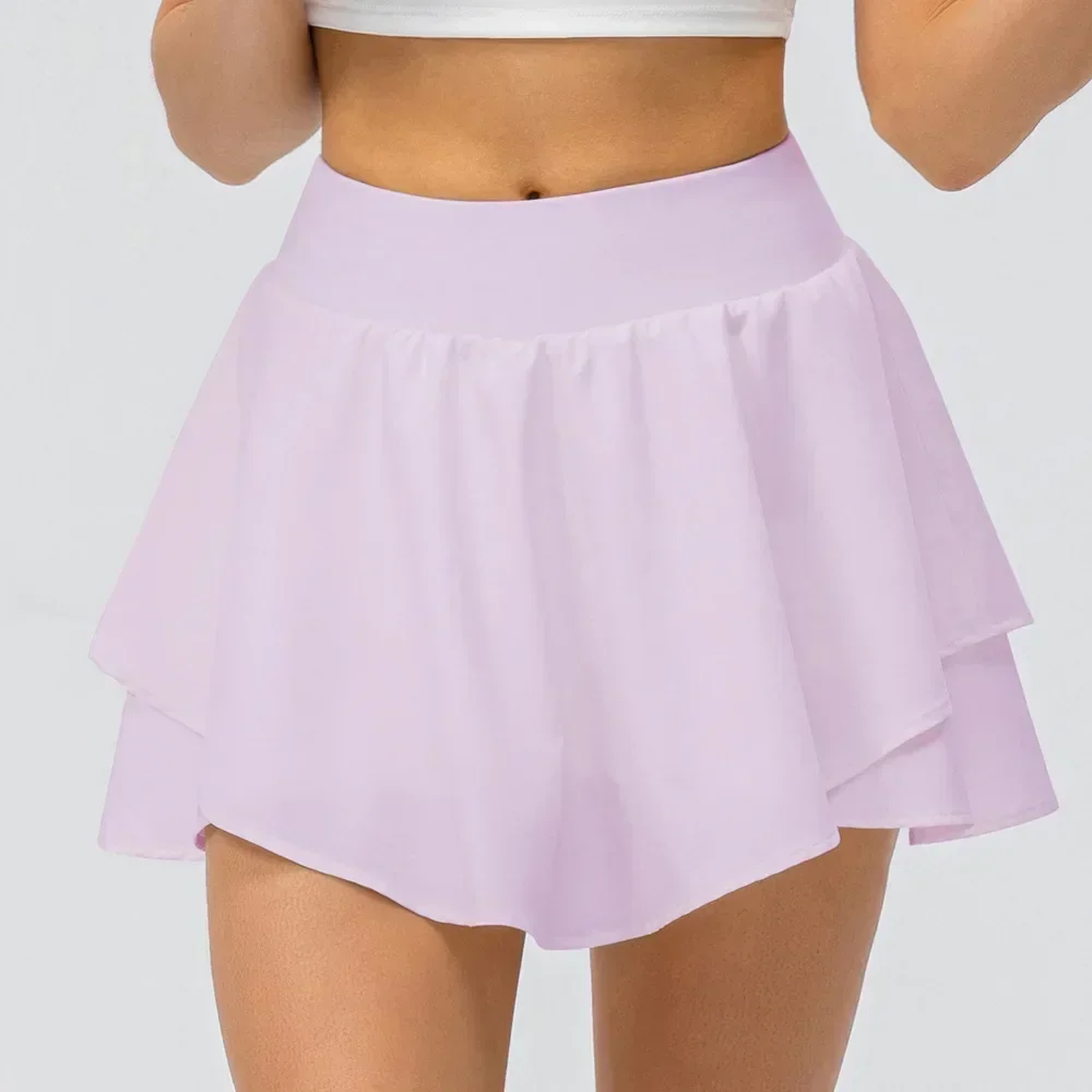 

Lulu Women Yoga Tennis Short skirt High-Rise Running Pleated Athletic Skirts Sport Fitness High Waist Skort With Lining Pocket