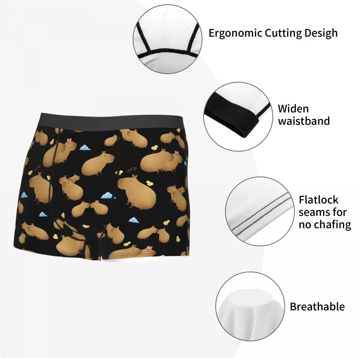Chill Cute Men Boxer Briefs Capybara Breathable Creative Underpants Top Quality Print Shorts Gift Idea 5