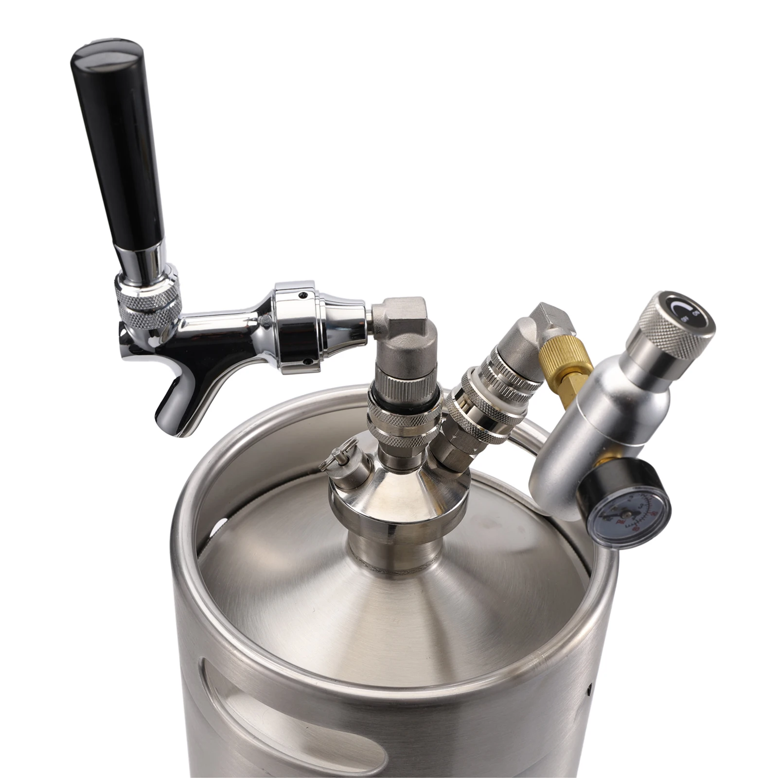 Beer Keg Connector Homebrew Fitting Beer Quick Disconnect Stainless Steel Ball Lock Disconnect Homebrew Corny Keg Connector Gas/Liquid 1/4"Barb & 1/4"MFL