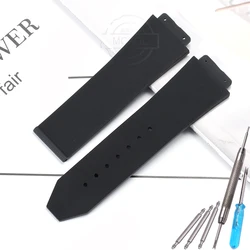 Men's Soft Silicone Sports Waterproof Watchband - 19mm x 25mm Strap, Big Bang Collection for 19  x 25mm (Black)