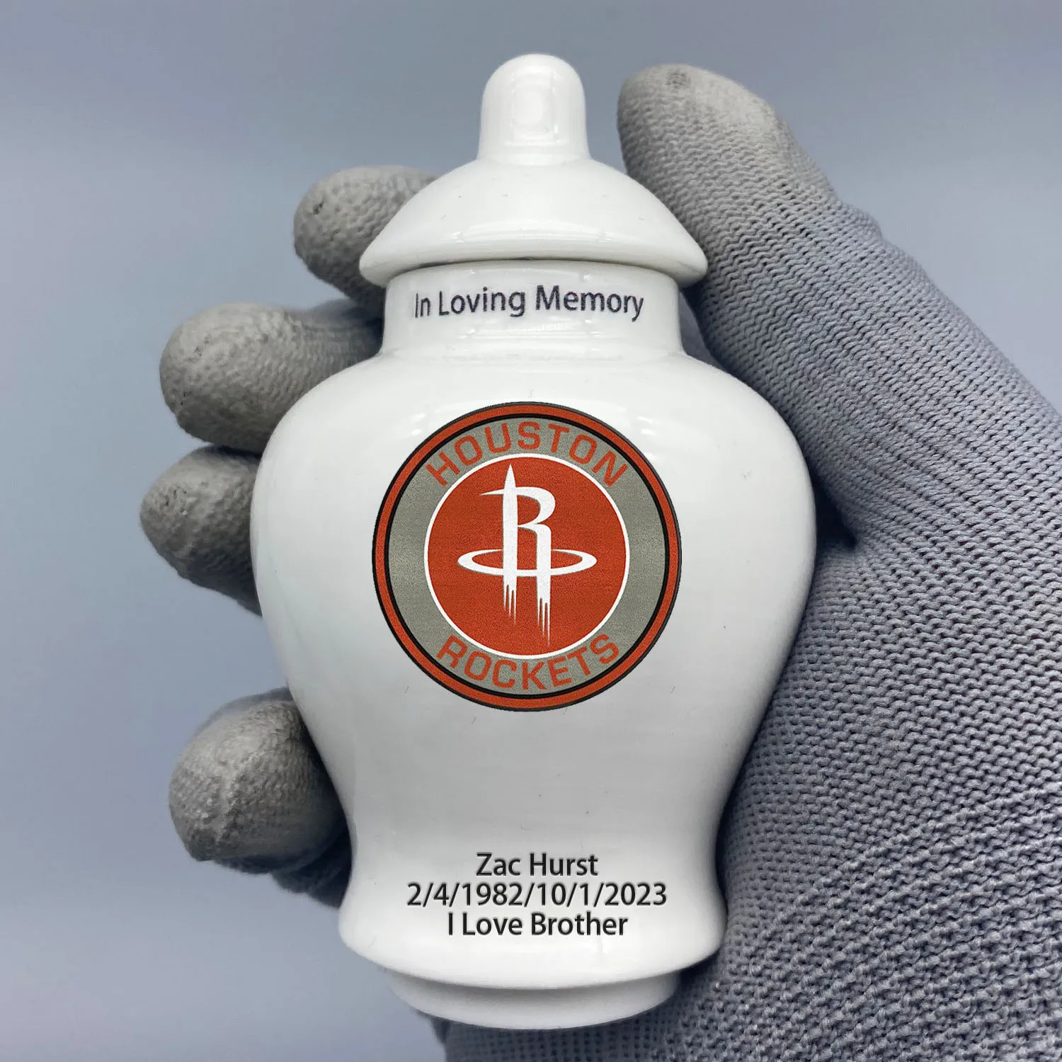 

Mini Urn for Houston Rockets-themed Logo Custom Urn.Send me the name/date you want to appear on the urn by Remarks Message