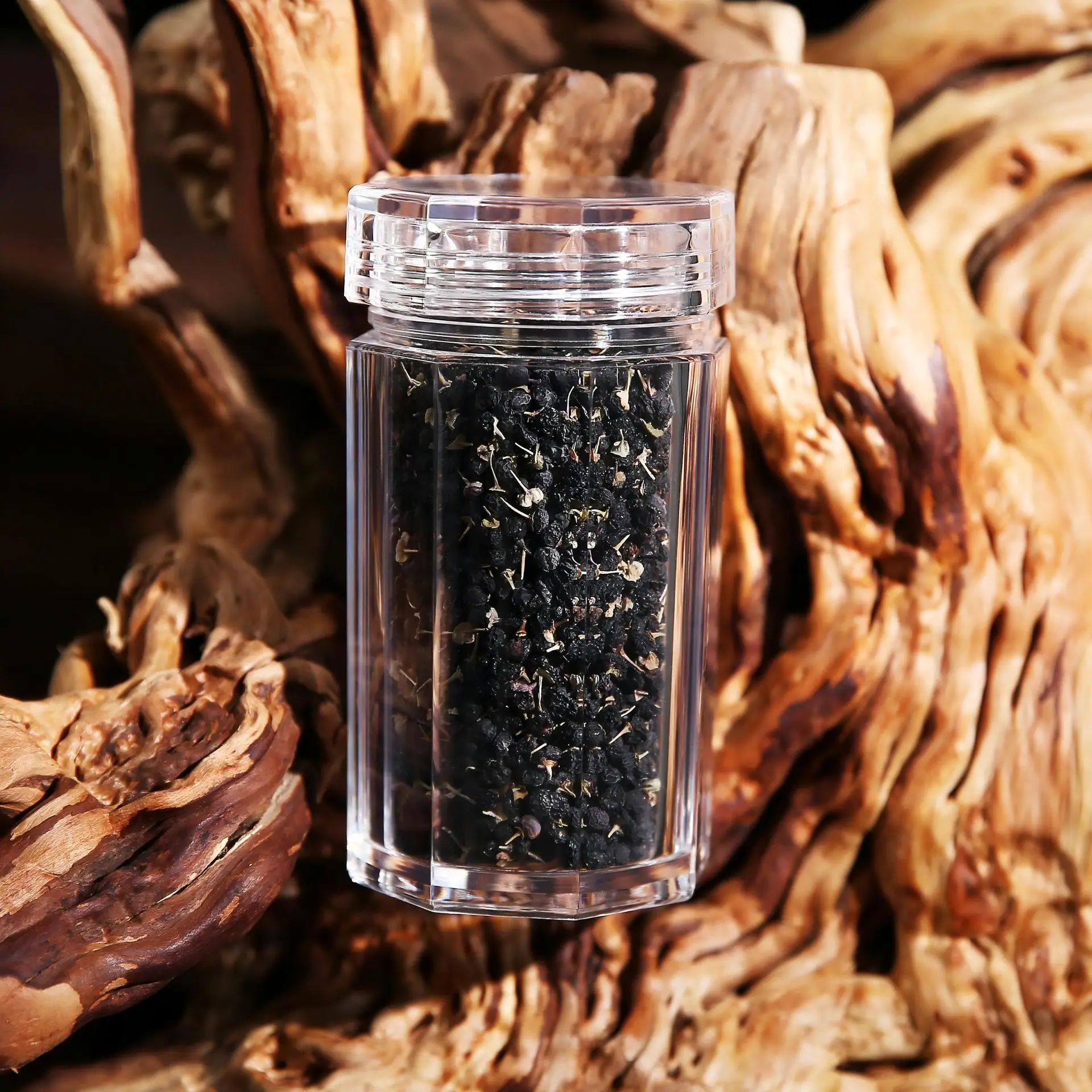 Bouteille de poudre acrylique de qualité alimentaire, Ginseng Goji Berry, supplément de santé, bouteille d'extrait de Baicalin Dendrobium, forme octogonale