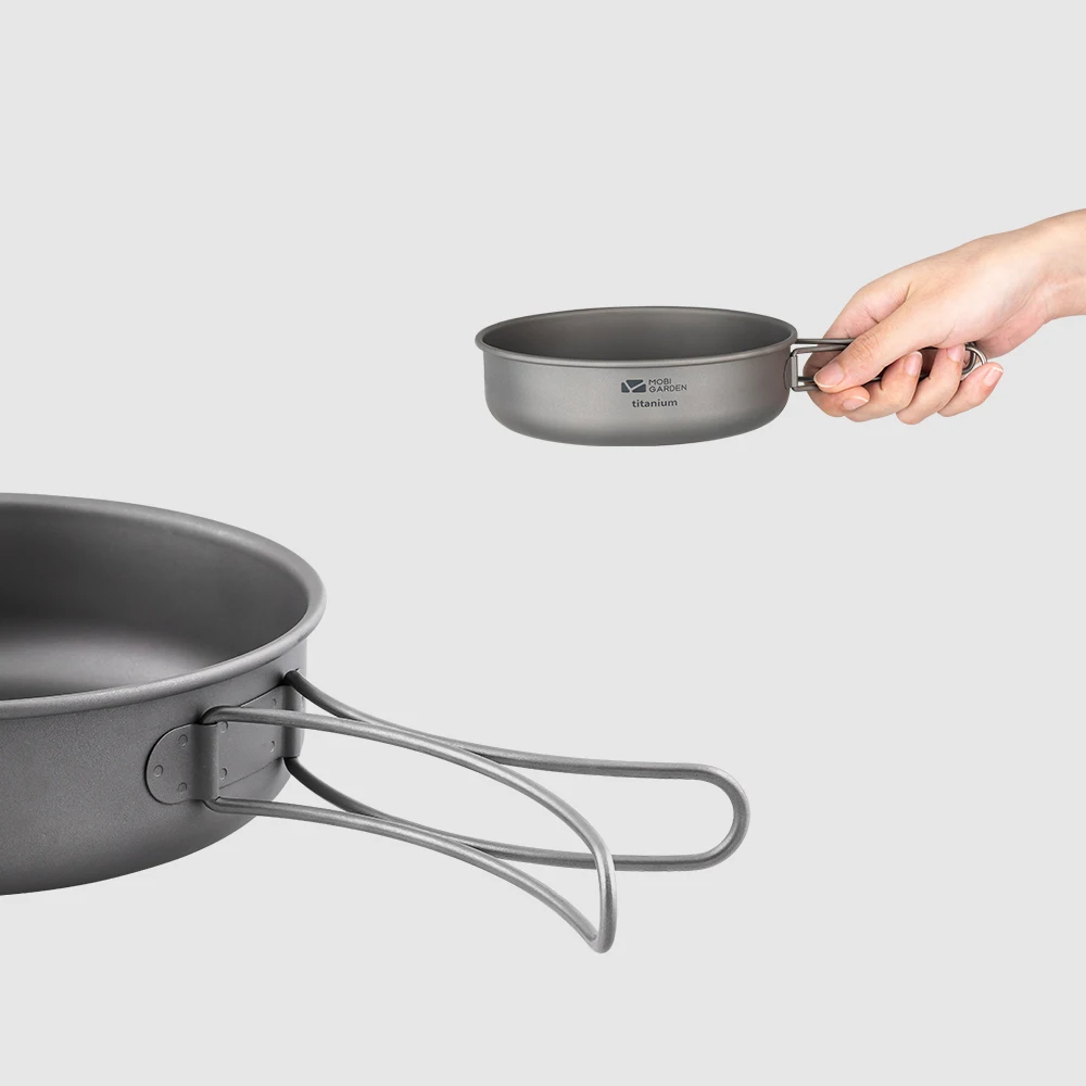 MOBI GARDEN Camping Ttitanium Pan Frying Portable 2-4 Person Multifunctional Cookware Kitchen