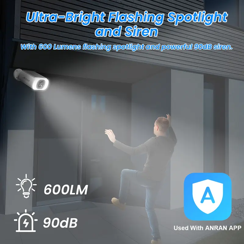 ANRAN 2/3/4 PCS Outdoor Wireless WIFI Camera 2.4G 3MP Battery Solar Security Camera Floodlight Color Night Vision Local Alarm - Image 3