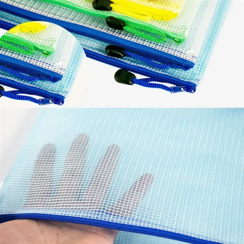 A4 Grid Transparent Document Organizer PVC Zipper Stationery School Handle Paper Pouch File Organizer A3/A4/A5/A6 Document Bag