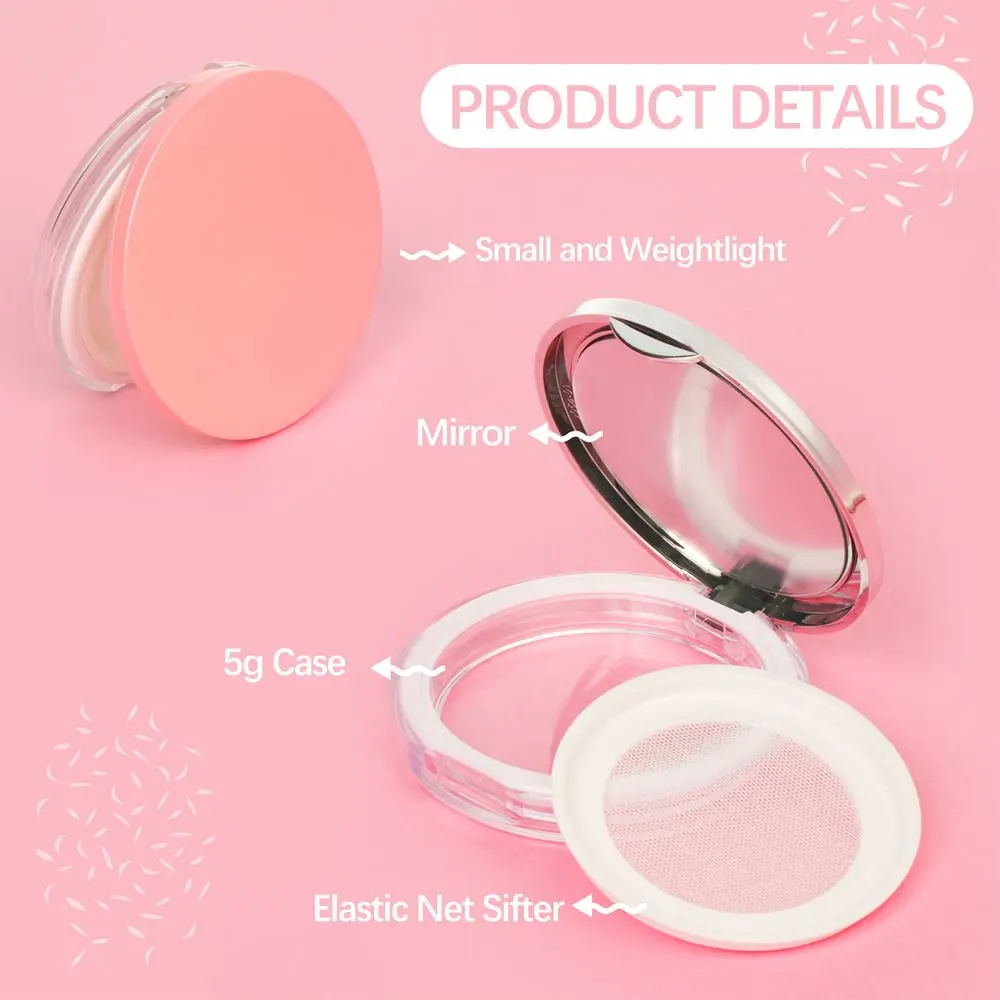 5g Cosmetic Container Powder Case Portable Travel Size Loose Powder Compact Container With Mirror Reusable