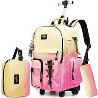 School Bags for Girls with Wheels Trolley 3 Pcs for Teens Boys Rolling Backpack Set with Lunch Bag Carry on Luggage with Roller 1