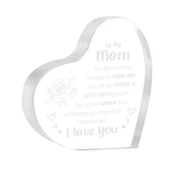 1PCS Mother's Day Gift Sign Heart Shaped Plaque Personalized Gift For Mother Desktop Souvenir Decoration I Lover You Mom 2