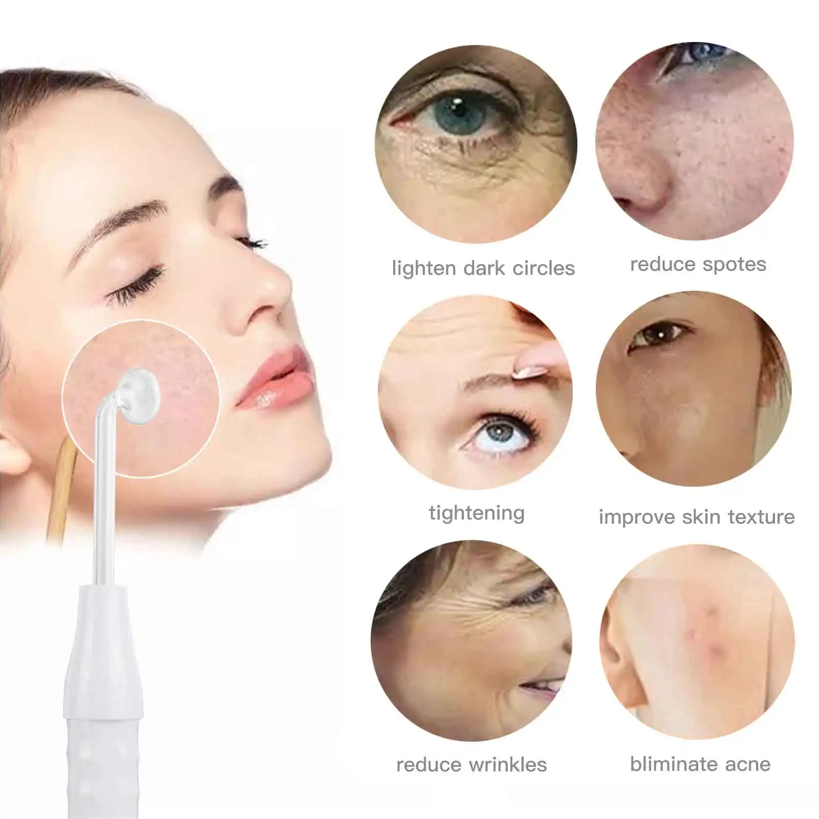 High Frequency Facial Machine Electrode Wand Glass Tube Electrotherapy Skin Spot Acne Remover Hair Body Spa Beauty Care - AliExpress
