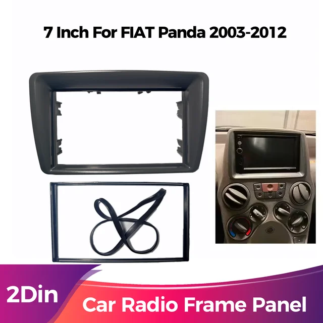 7 Inch Double DIN Car Frame for FIAT Panda 2003 2004 -2010 2011 2012  Black ABS Material Radio Dashboard Mounting Panel Kit