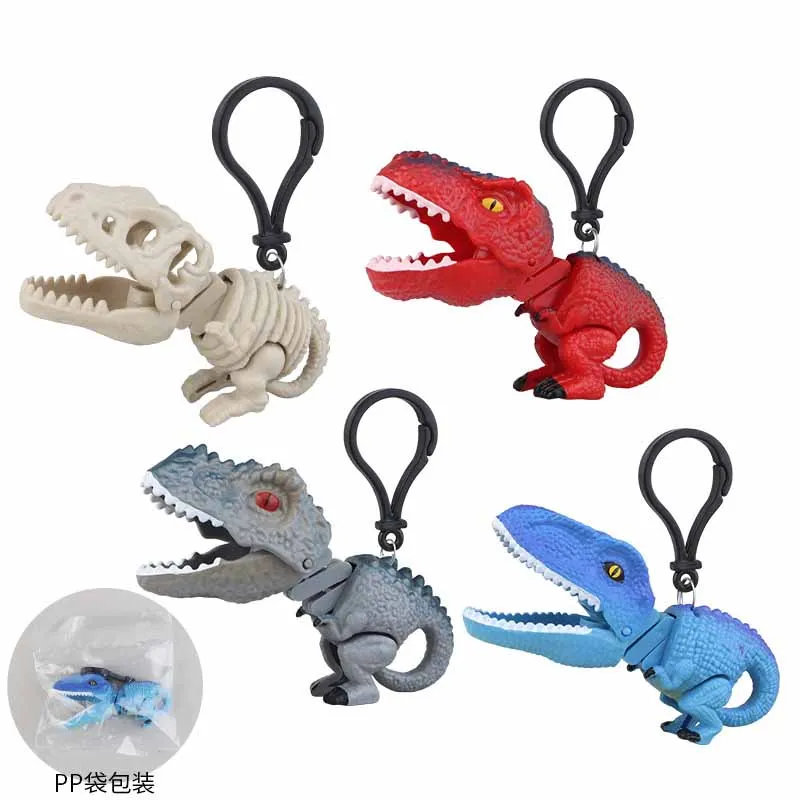 Kids Jurassic Dinosaur Retractable Spring Manipulator Small Clip Creative Novelty Handheld Will Bite Stress Relief Keychain