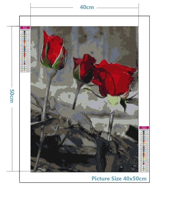 Gift Red Flower Diamond Art Painting DIY Diamond Painting Kit 