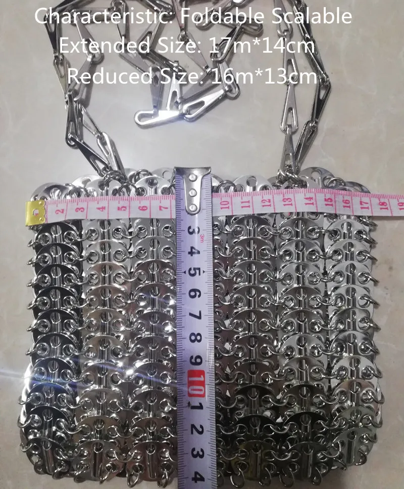 Women Bags Designer Silver Metal Sequins Chain Woven Bag Hollow Evening Bags Clutch Female Travel Holiday Shoulder Bag Handbag 6