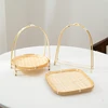 1/2/3 Tier Storage Tray Bamboo Woven Baskets Handmade Fruit Bread Snack Plate Kitchen Dining Room Desk Picnics Basket Organizer 3