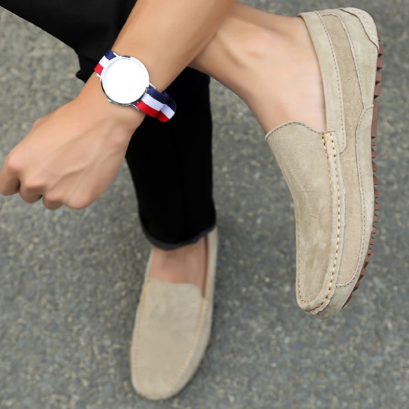 Herren Suede Leder Loafer Leichte Freizeitschuhe Slipper_voghion.com