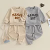 0-3Y Newborn Toddler Baby Boy Fall Winter Outfits Letter Crewneck Sweatshirt Casual Pants Set 2Pcs Clothes 1