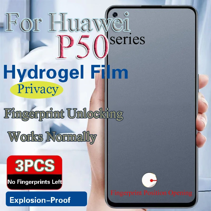 

P50e Защитная пленка для экрана для Huawei P50 Pro Гидрогелевая пленка P50Pro с защитой от подглядывания и разблокировки отпечатков пальцев