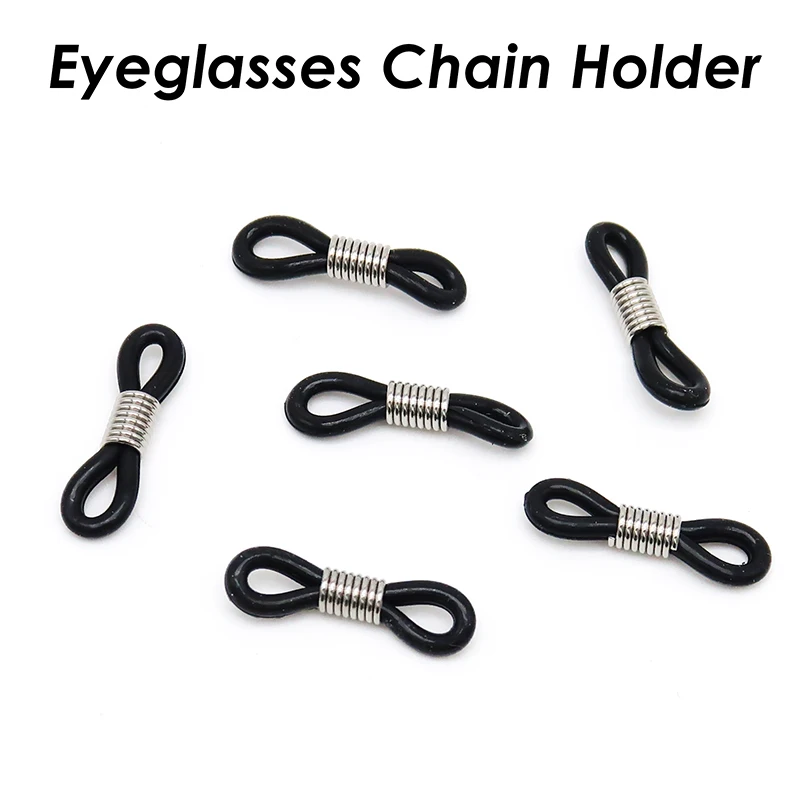 PZRT 20pcs Eyeglass Chain Ends Sunglasses Cord Holder Strap Loop Connector  20 x 5 mm 2 Colors (10pcs Black Gold + 10pcs White Gold)