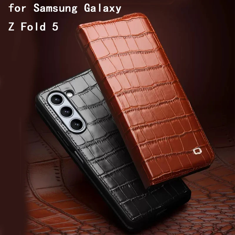 

New Arrival Genuine Leather Phone Case for Samsung Galaxy Z Fold 5 Carcasa Magnetic Flip Funda for Galaxy ZFOLD5 Coque Capa