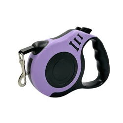 Automatic Retractable Nylon Dog Leash - Strong & Durable Pet Traction Rope - 5m (Purple)