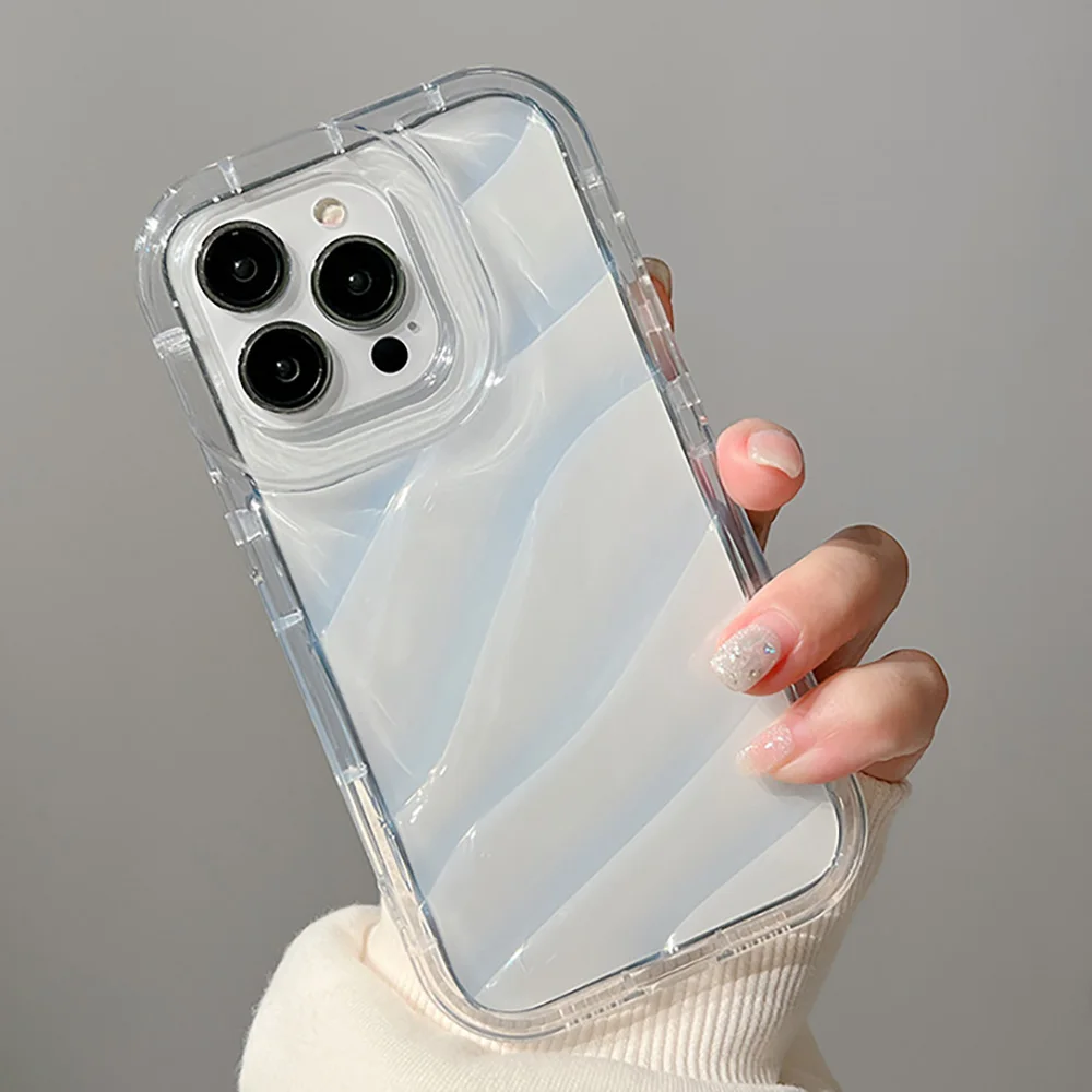 Custodia Per IPhone 12 Con Design Onda D'Acqua - 3D Increspature, Lucido Con Brillantini, TPU Morbido Antiurto - Foto 5
