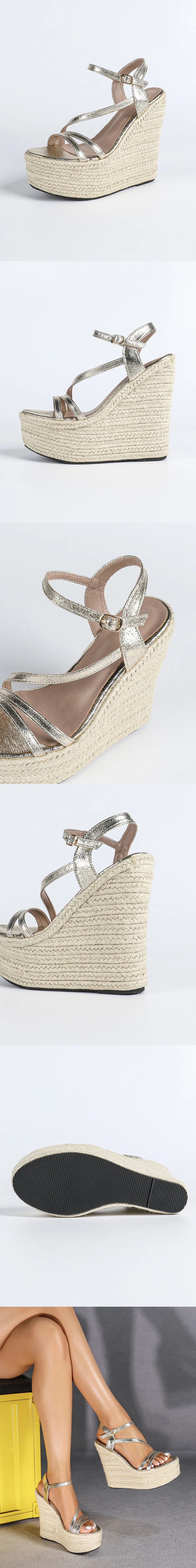 Espadrilles ékeltalpú szandál női platform magassarkú pántos_voghion.com