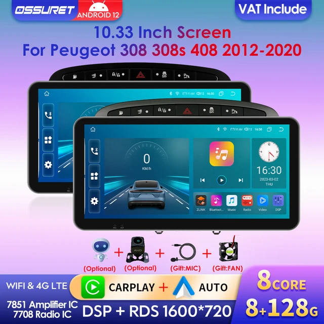 Autoradio Android per Peugeot 308 408 Stereo con GPS Navi WIFI Bluetooth FM  RDS