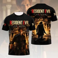 تي شيرت رجالي بطباعة ثلاثية الأبعاد لشخصية ليون كينيدي من لعبة Resident Evil 9 Requiem، ملابس لمحبي الألعاب، ملابس الشارع، قمصان صيفية كاجوال بأكمام قصيرة 5