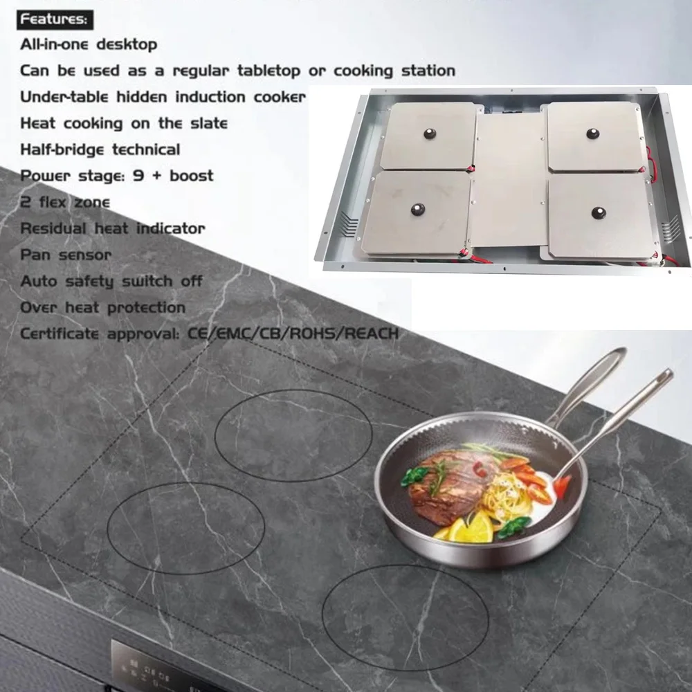 8000W Touch Control Electric Plate Induction Stove Hidden 4 burner Induction Cooker