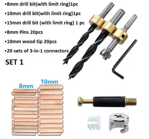 

3 in 1 Adjustable Doweling Jig Pocket Hole Jig Kit Drilling Guide Locator For Furniture Connecting Hole Puncher Tool Dropship