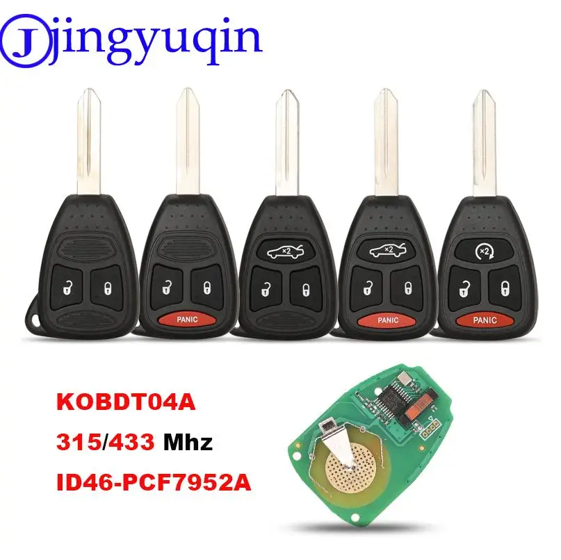 VGOL 1pc 3 Boutons Télécommande Clé Fob 433Mhz KOBDT04A Compatible avec Jeep Compatible avec Grand Cherokee Comandante 2005 2006 2007
