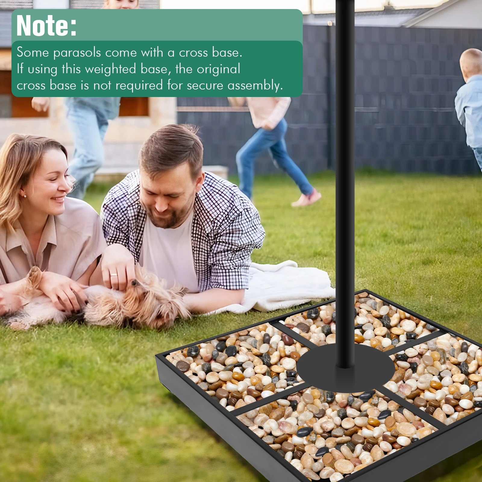 Metal Patio Umbrella Base with Wheels for Outdoor Garden Poolside