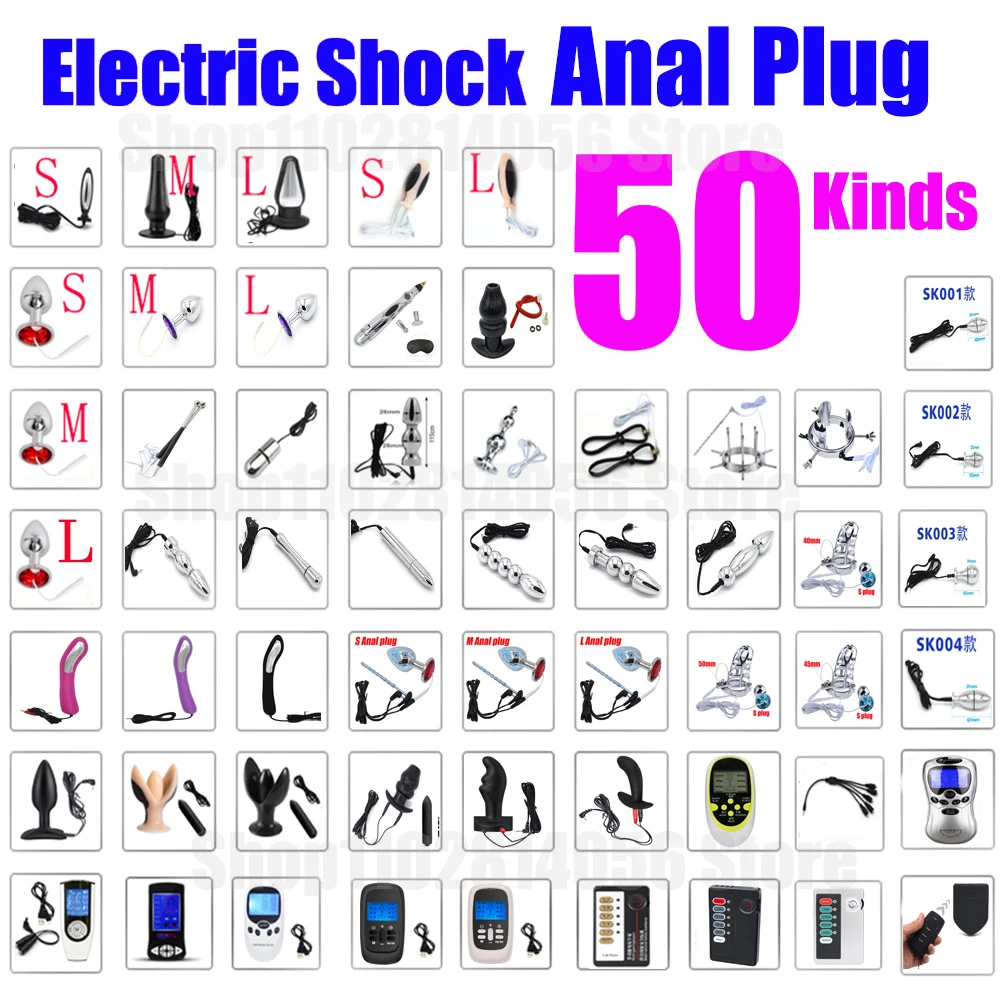 Electro Sex Toys Electric Sex Toys 50 Kinds Electric Shock Butt​ Plug Bdsm Electro Anal Sex Toy Electrostimulation Prostate Massager E-stim Jump Egg Dildo Vibrator