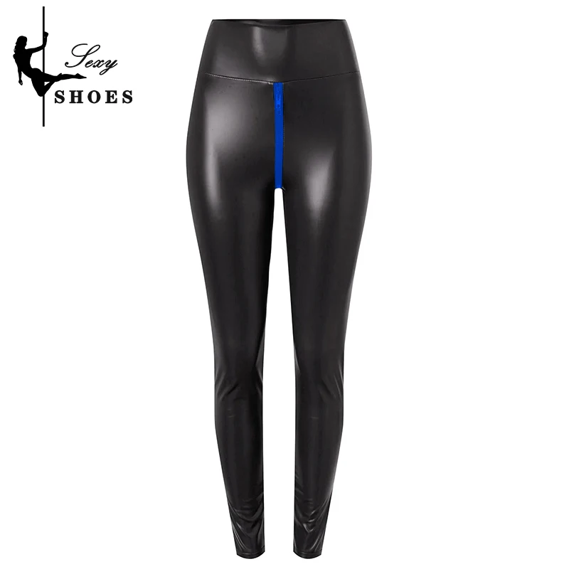 High Stretch Matte Tight Pants Large Size Open Crotch Shorts Pants Women Exotic Bodycon Trousers Wetlook Slim Custom Zipper 3